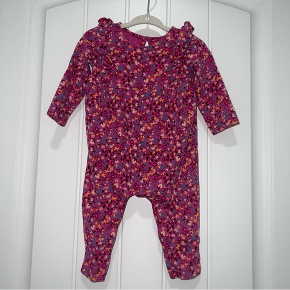 Tea Collection Other - Tea Collection Baby Girl Long Sleeve Pink Floral Romper Size 6-9 Months